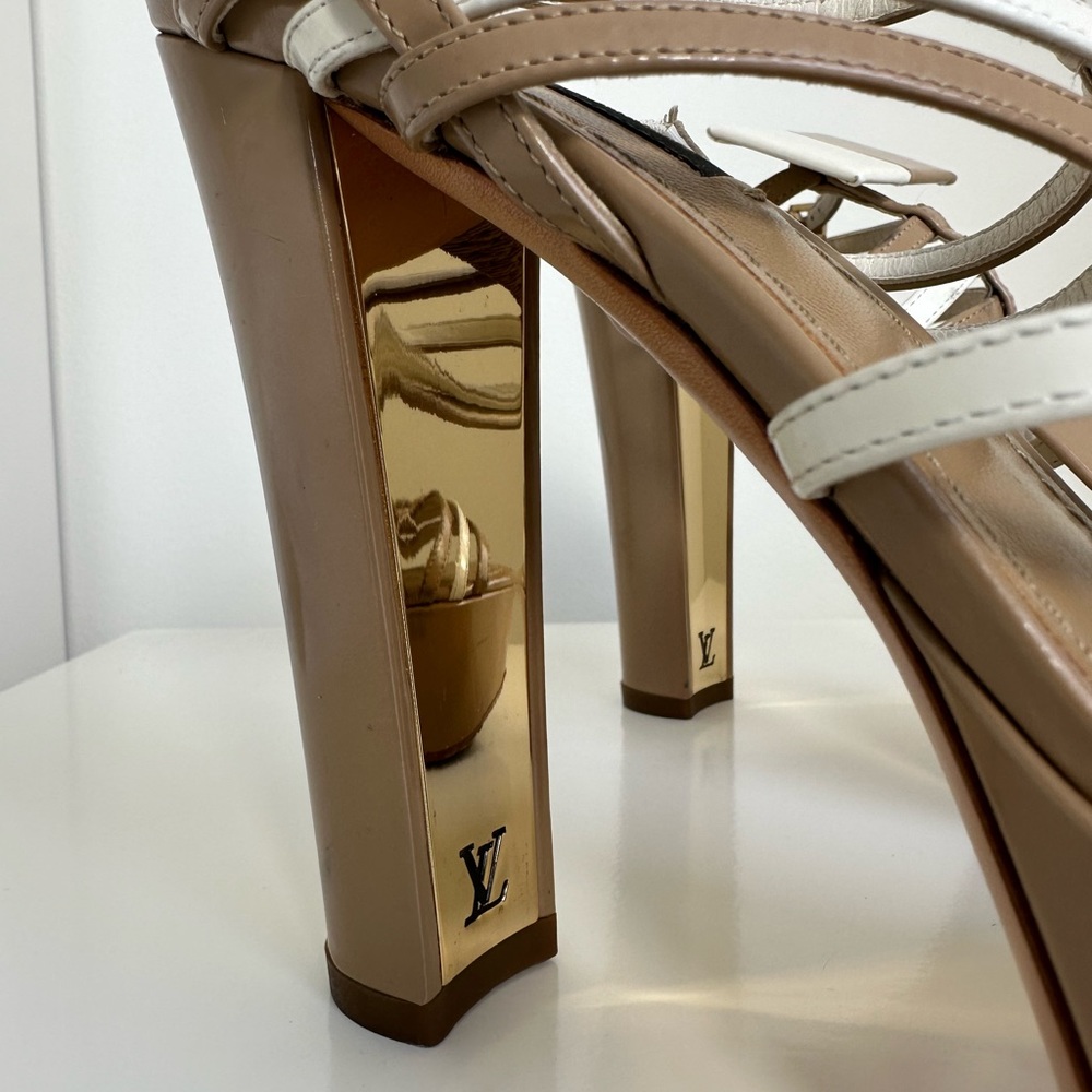 Louis Vuitton Beige and White Platform Sandals - Picture 2 of 10